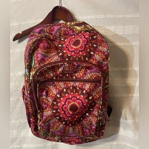 Vera Bradley Fuschia Paisley / Floral 18” Nylon Essential Backpack